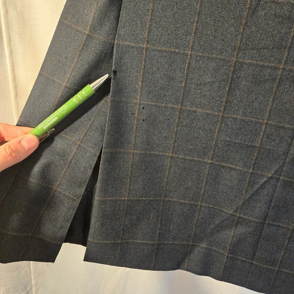 Ermenegildo Zegna Trofeo Wool Windowpane Jacket Blazer  Switzerland 54L‎ *READ*